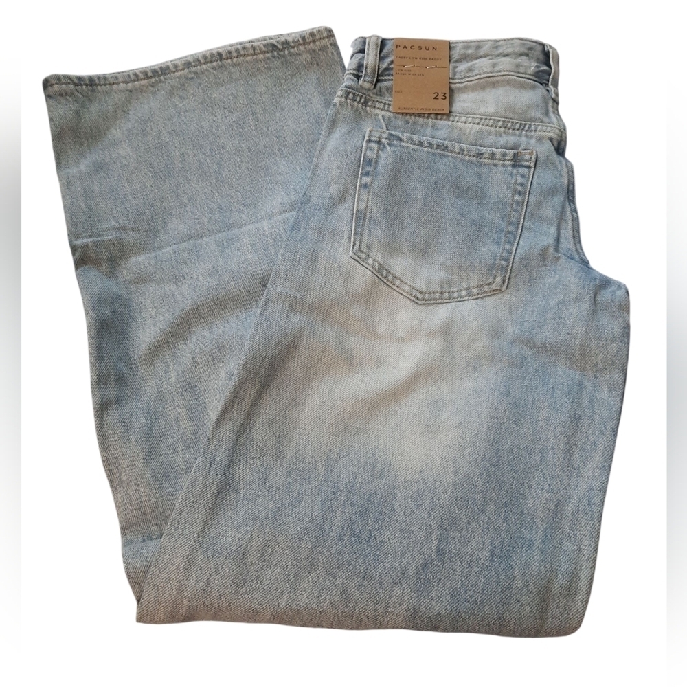 NWT PacSun Men' low rise Baggy Wide Jeans in Light Blue SIZE 23